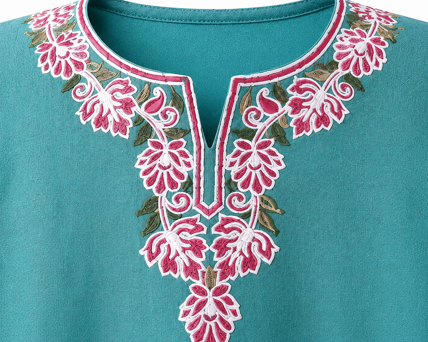 Noor : Aari embroidery summer kurti | Dark Teal